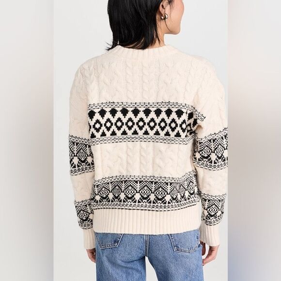 NWT Line & Dot Women’s Fair Isle Oversized Pullover Sweater Cream A Size XS - Picture 2 of 6